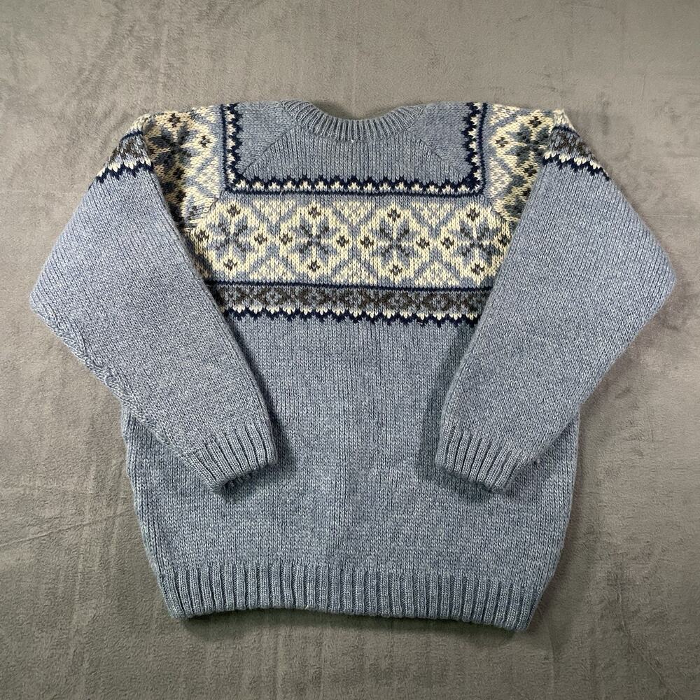 Fjord Fashion Norwegian Fair Isle Wool Sweater Blue Men’s Size 52 - Picture 9 of 11